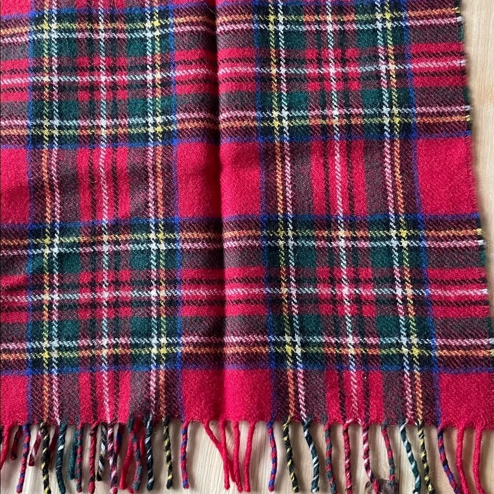 Red Plaid Scarf with Fringe
